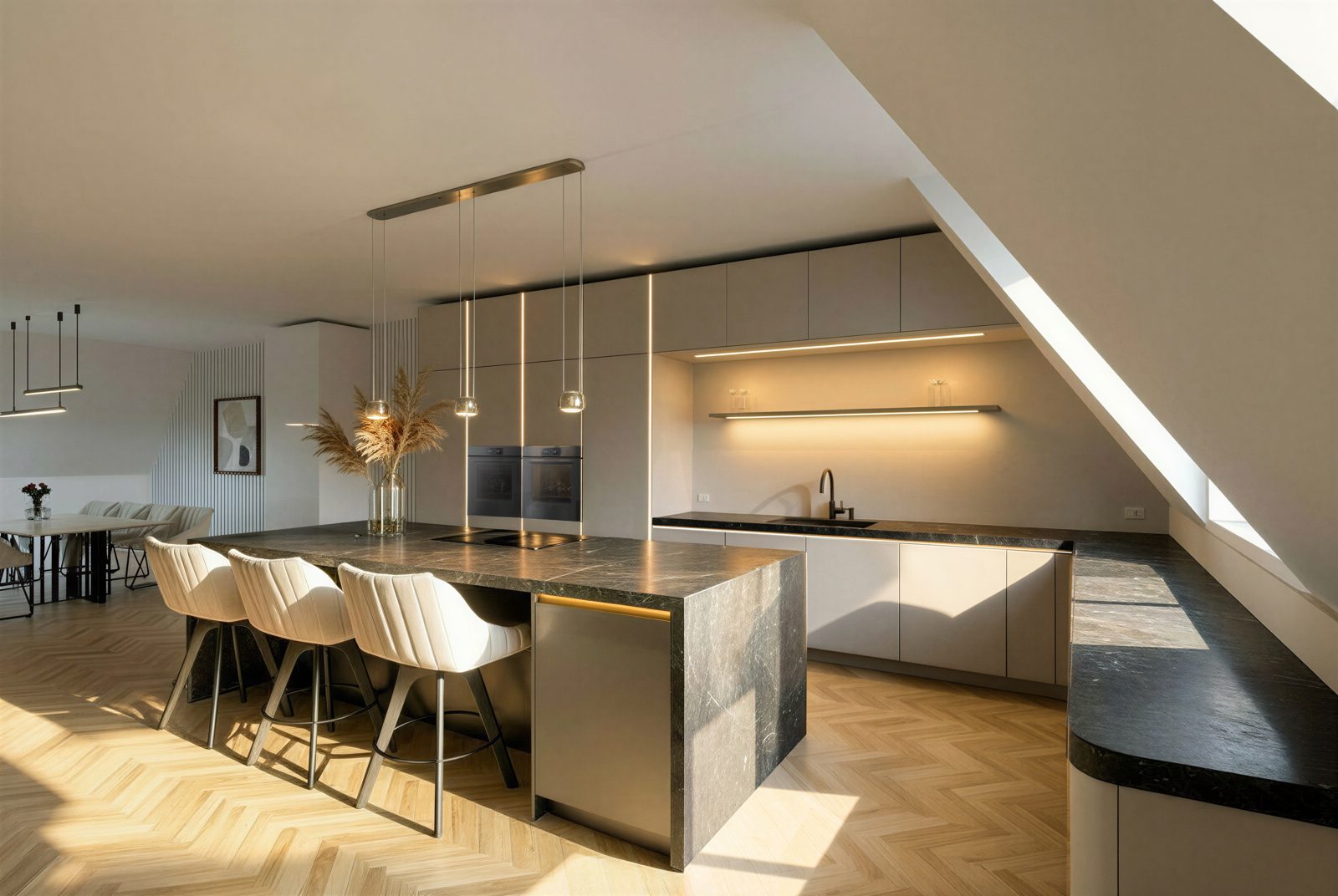 3D-Planung einer von HOME für Düsseldorf entworfenen Küche