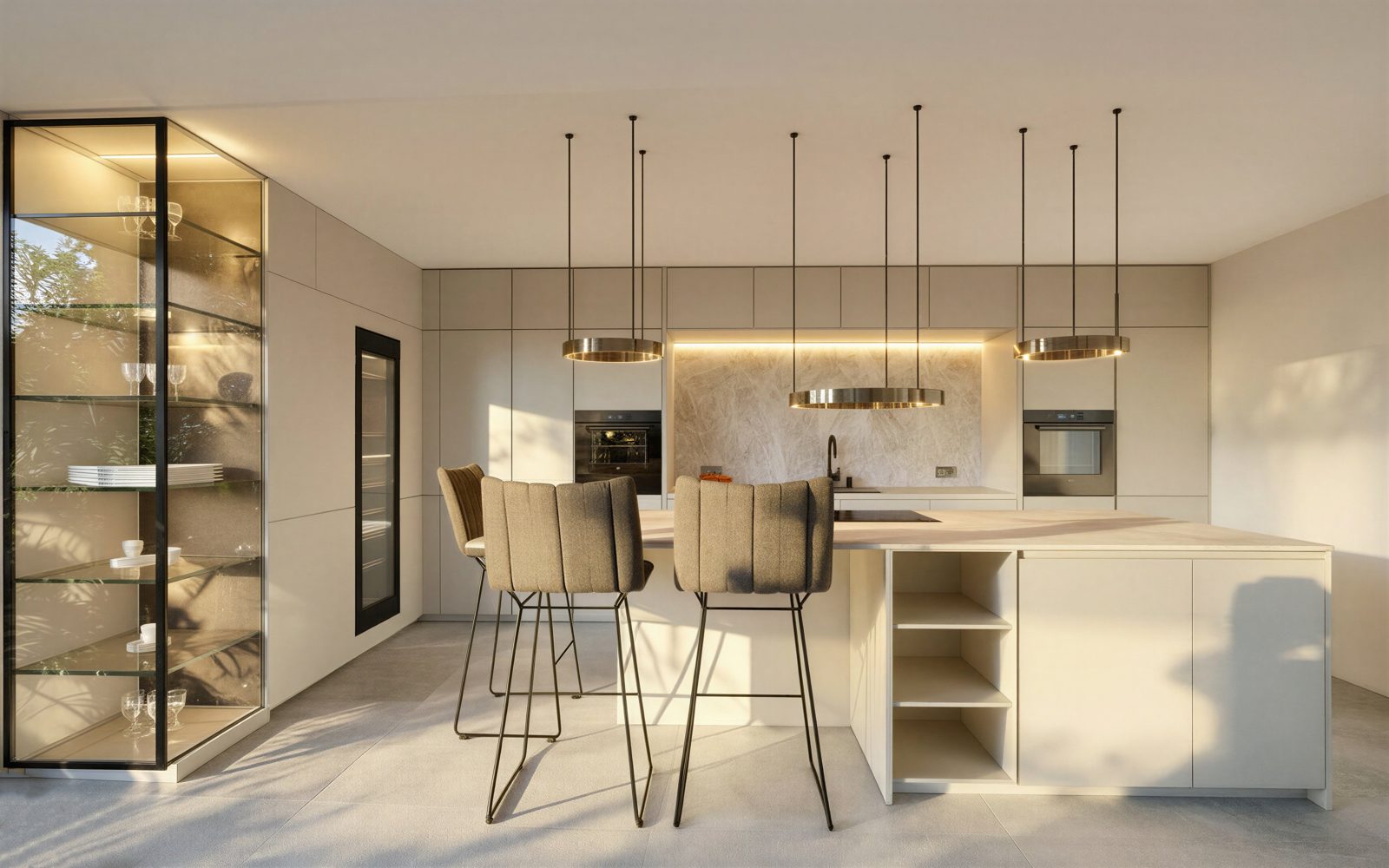 3D-Planung einer von HOME für Düsseldorf entworfenen Küche