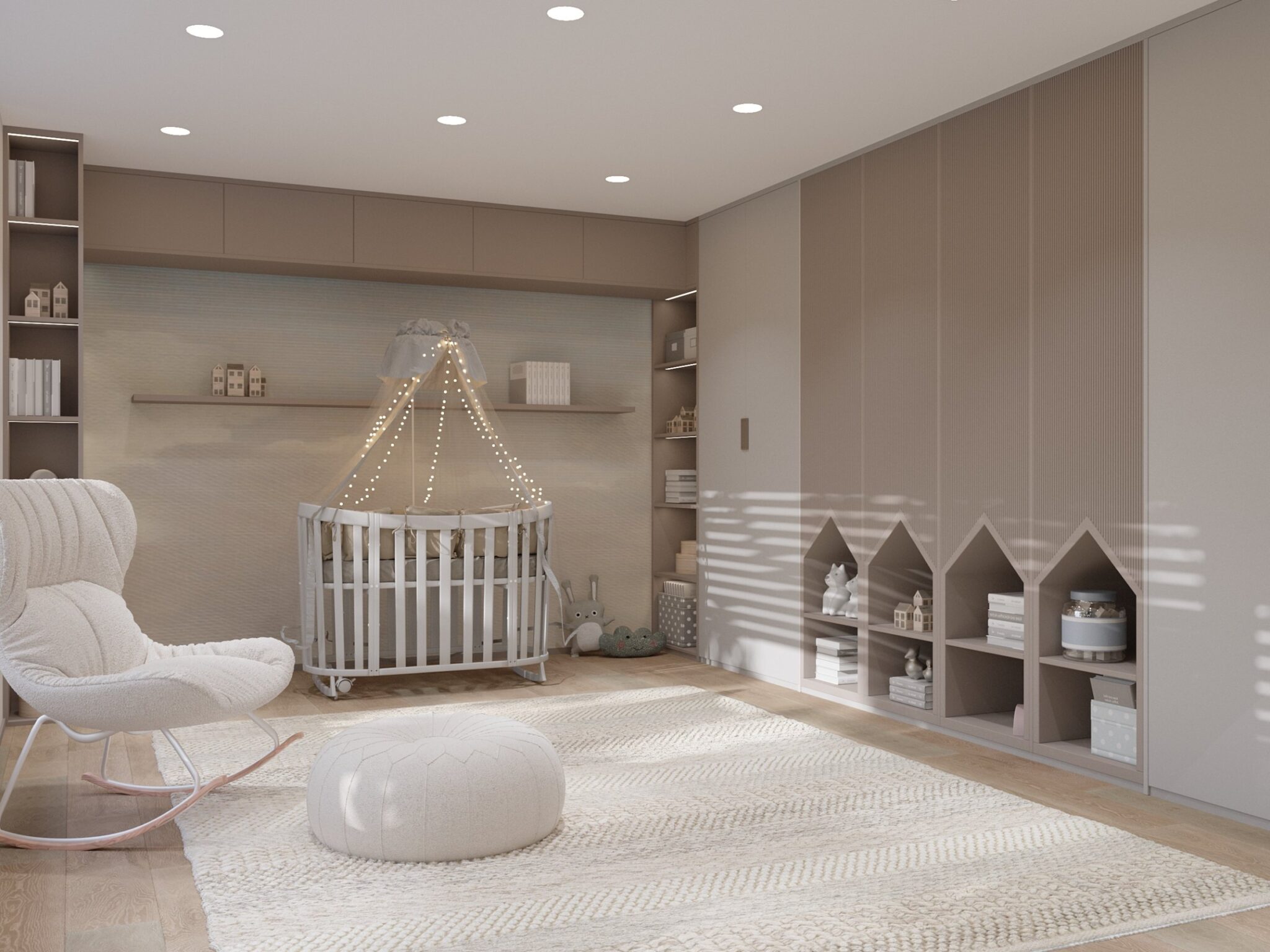 Visualisierung des Babyzimmers mit Einbauschrank
