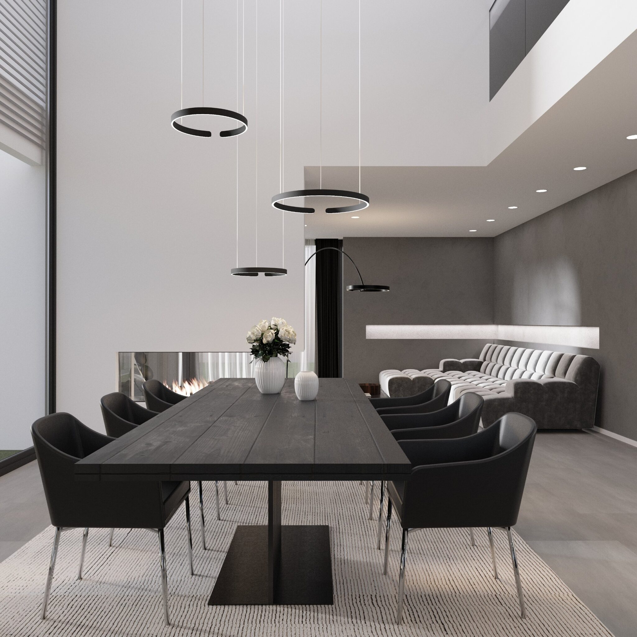 Visualisierung des Essbereichs mit Lounge