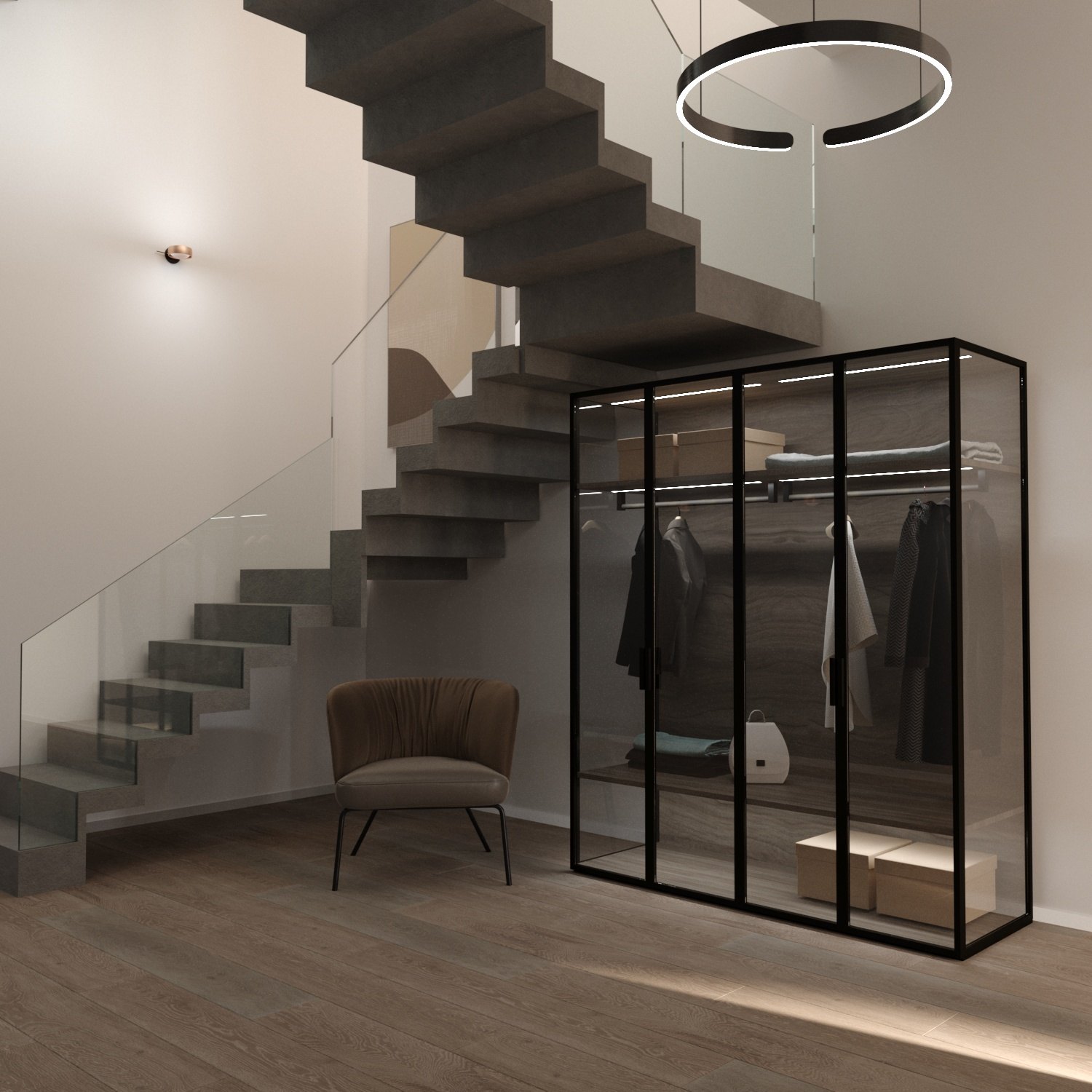 Variante Flur mit Glasschrank