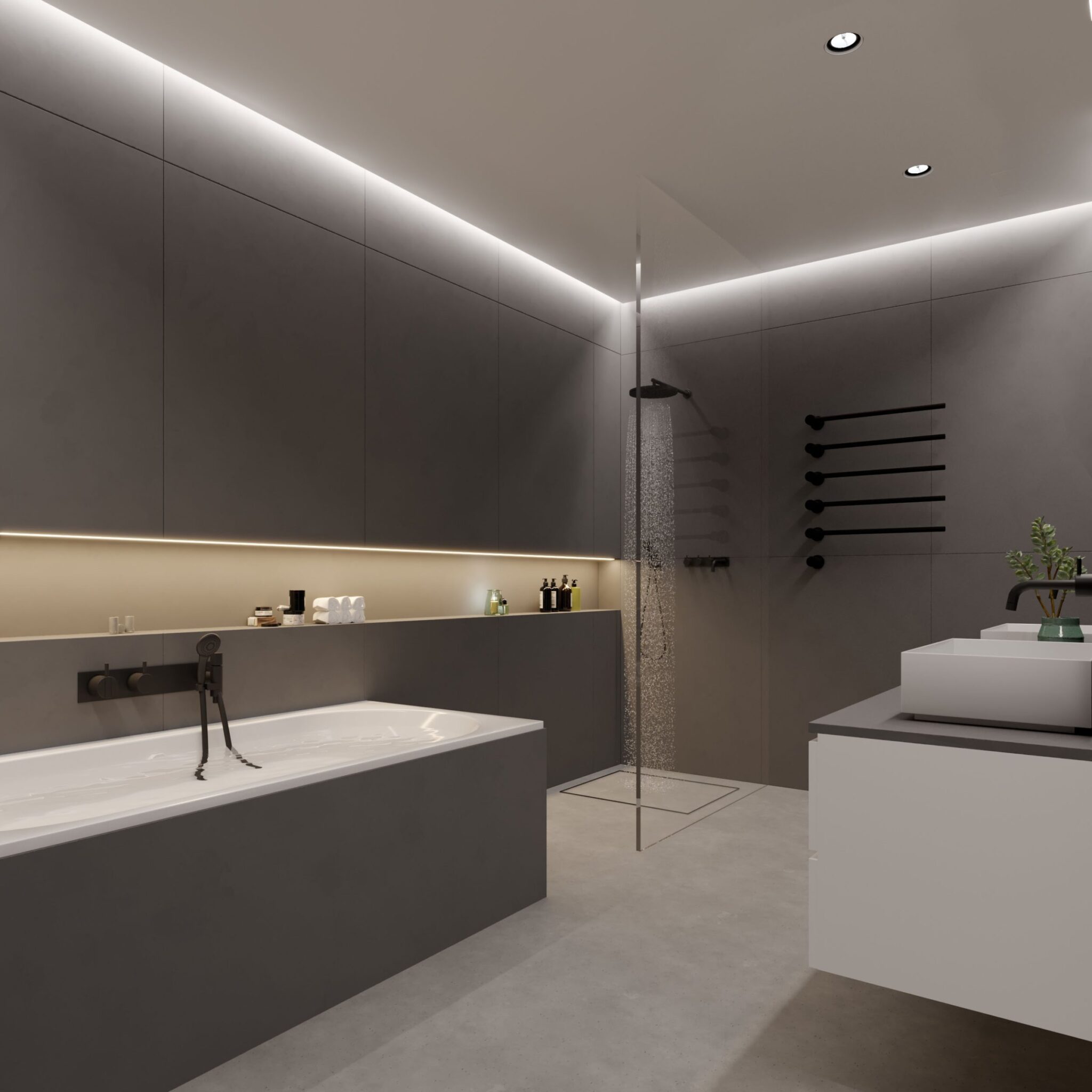 Visualisierung des Bads mit Badewanne